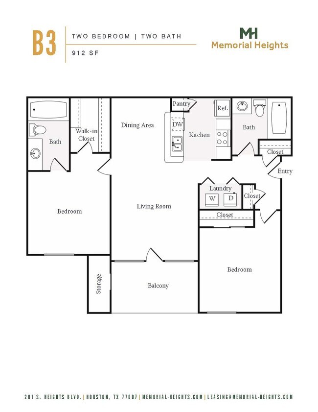 Two bedroom B3 2318 floor plan